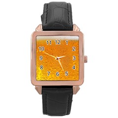 Beer Bubbles Pattern Rose Gold Leather Watch  by Maspions