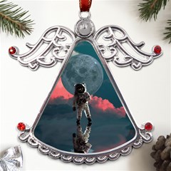 Astronaut Moon Space Nasa Planet Metal Angel With Crystal Ornament by Maspions