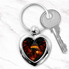 Dragon Fire Fantasy Art Key Chain (heart) by Maspions