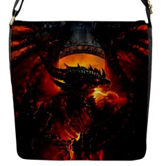 Dragon Fire Fantasy Art Flap Closure Messenger Bag (s) by Maspions