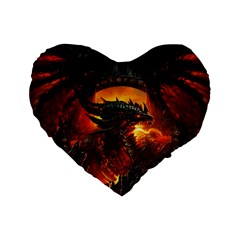 Dragon Fire Fantasy Art Standard 16  Premium Flano Heart Shape Cushions