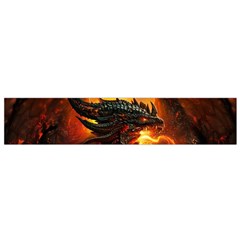 Dragon Fire Fantasy Art Small Premium Plush Fleece Scarf