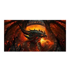 Dragon Fire Fantasy Art Satin Wrap 35  X 70  by Maspions