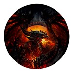 Dragon Fire Fantasy Art Round Glass Fridge Magnet (4 pack) Front