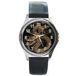 Fantasy Dragon Pentagram Round Metal Watch Front