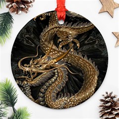 Fantasy Dragon Pentagram Round Ornament (two Sides)