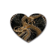 Fantasy Dragon Pentagram Rubber Heart Coaster (4 Pack)