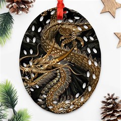 Fantasy Dragon Pentagram Ornament (oval Filigree)