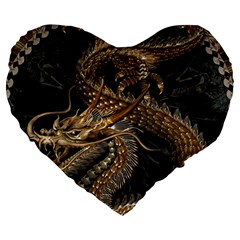 Fantasy Dragon Pentagram Large 19  Premium Heart Shape Cushions