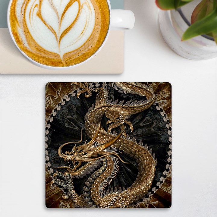 Fantasy Dragon Pentagram UV Print Square Tile Coaster 