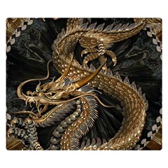 Fantasy Dragon Pentagram Premium Plush Fleece Blanket (small) by Maspions