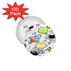 Sketch Cartoon Space Set 1 75  Buttons (100 Pack)  by Hannah976