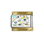 Sketch Cartoon Space Set Gold Trim Italian Charm (9mm) Front