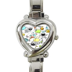 Sketch Cartoon Space Set Heart Italian Charm Watch by Hannah976