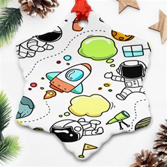 Sketch Cartoon Space Set Snowflake Ornament (two Sides) by Hannah976