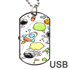 Sketch Cartoon Space Set Dog Tag Usb Flash (two Sides) by Hannah976