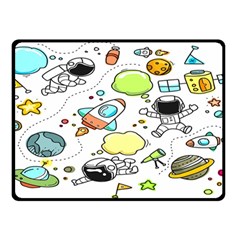 Sketch Cartoon Space Set Two Sides Fleece Blanket (small) by Hannah976