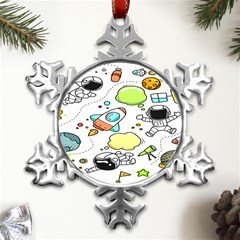 Sketch Cartoon Space Set Metal Small Snowflake Ornament by Hannah976