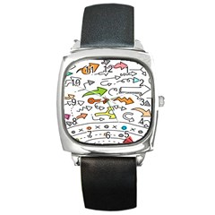 Desktop Pattern Art Graphic Design Square Metal Watch by Hannah976