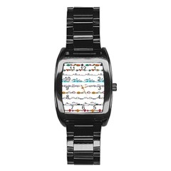 Decoration Element Style Pattern Stainless Steel Barrel Watch by Hannah976