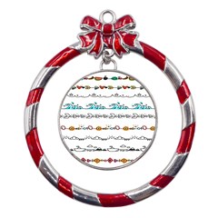 Decoration Element Style Pattern Metal Red Ribbon Round Ornament by Hannah976