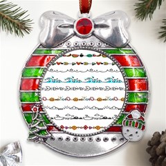 Decoration Element Style Pattern Metal X mas Ribbon With Red Crystal Round Ornament by Hannah976