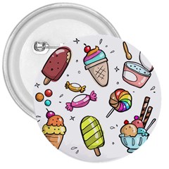 Doodle Cartoon Drawn Cone Food 3  Buttons by Hannah976