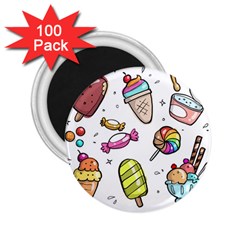 Doodle Cartoon Drawn Cone Food 2 25  Magnets (100 Pack)  by Hannah976