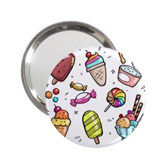 Doodle Cartoon Drawn Cone Food 2 25  Handbag Mirrors by Hannah976