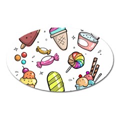 Doodle Cartoon Drawn Cone Food Oval Magnet by Hannah976