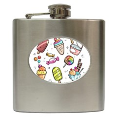 Doodle Cartoon Drawn Cone Food Hip Flask (6 Oz) by Hannah976