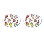 Doodle Cartoon Drawn Cone Food Cufflinks (Oval) Front(Pair)