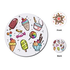 Doodle Cartoon Drawn Cone Food Playing Cards Single Design (round) by Hannah976