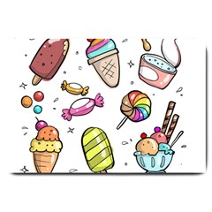 Doodle Cartoon Drawn Cone Food Large Doormat by Hannah976