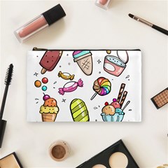 Doodle Cartoon Drawn Cone Food Cosmetic Bag (medium) by Hannah976