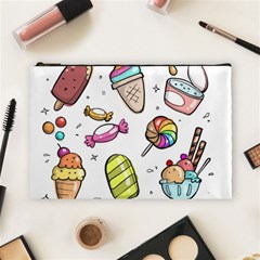 Doodle Cartoon Drawn Cone Food Cosmetic Bag (large) by Hannah976