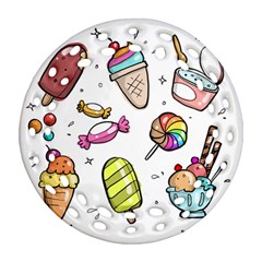 Doodle Cartoon Drawn Cone Food Ornament (round Filigree) by Hannah976