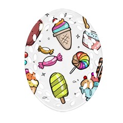 Doodle Cartoon Drawn Cone Food Oval Filigree Ornament (two Sides) by Hannah976