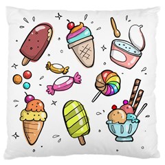 Doodle Cartoon Drawn Cone Food Large Cushion Case (one Side) by Hannah976