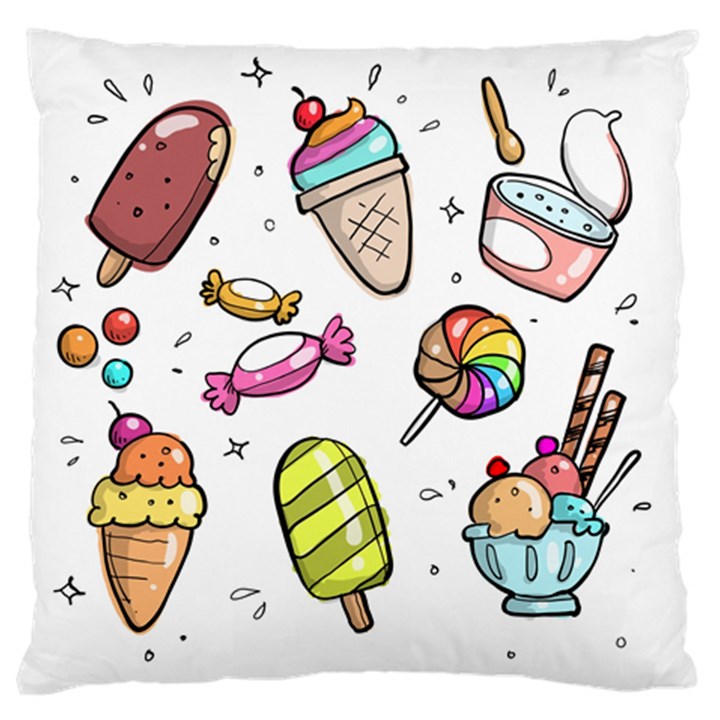 Doodle Cartoon Drawn Cone Food Large Cushion Case (One Side)