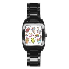 Doodle Cartoon Drawn Cone Food Stainless Steel Barrel Watch by Hannah976