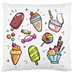 Doodle Cartoon Drawn Cone Food Large Premium Plush Fleece Cushion Case (Two Sides) Front