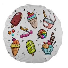 Doodle Cartoon Drawn Cone Food Large 18  Premium Flano Round Cushions by Hannah976