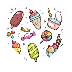 Doodle Cartoon Drawn Cone Food Wooden Puzzle Heart by Hannah976