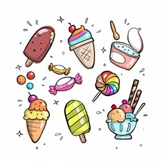 Doodle Cartoon Drawn Cone Food Wooden Puzzle Square by Hannah976