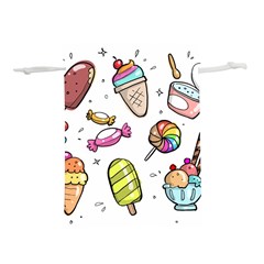 Doodle Cartoon Drawn Cone Food Lightweight Drawstring Pouch (s) by Hannah976