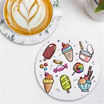 Doodle Cartoon Drawn Cone Food UV Print Round Tile Coaster Front