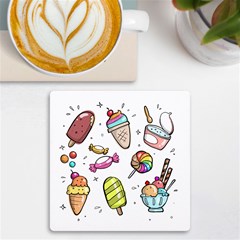 Doodle Cartoon Drawn Cone Food Uv Print Square Tile Coaster  by Hannah976