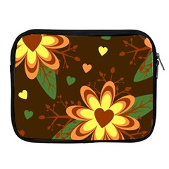 Floral Hearts Brown Green Retro Apple Ipad 2/3/4 Zipper Cases by Hannah976