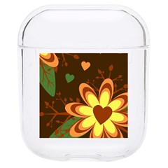 Floral Hearts Brown Green Retro Hard Pc Airpods 1/2 Case by Hannah976